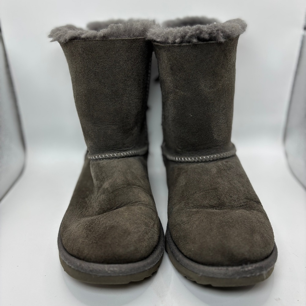 UGG Bailey Bow II‎ Women's Gray Suede Shearling Lined Boots Size 4 US / EU 36